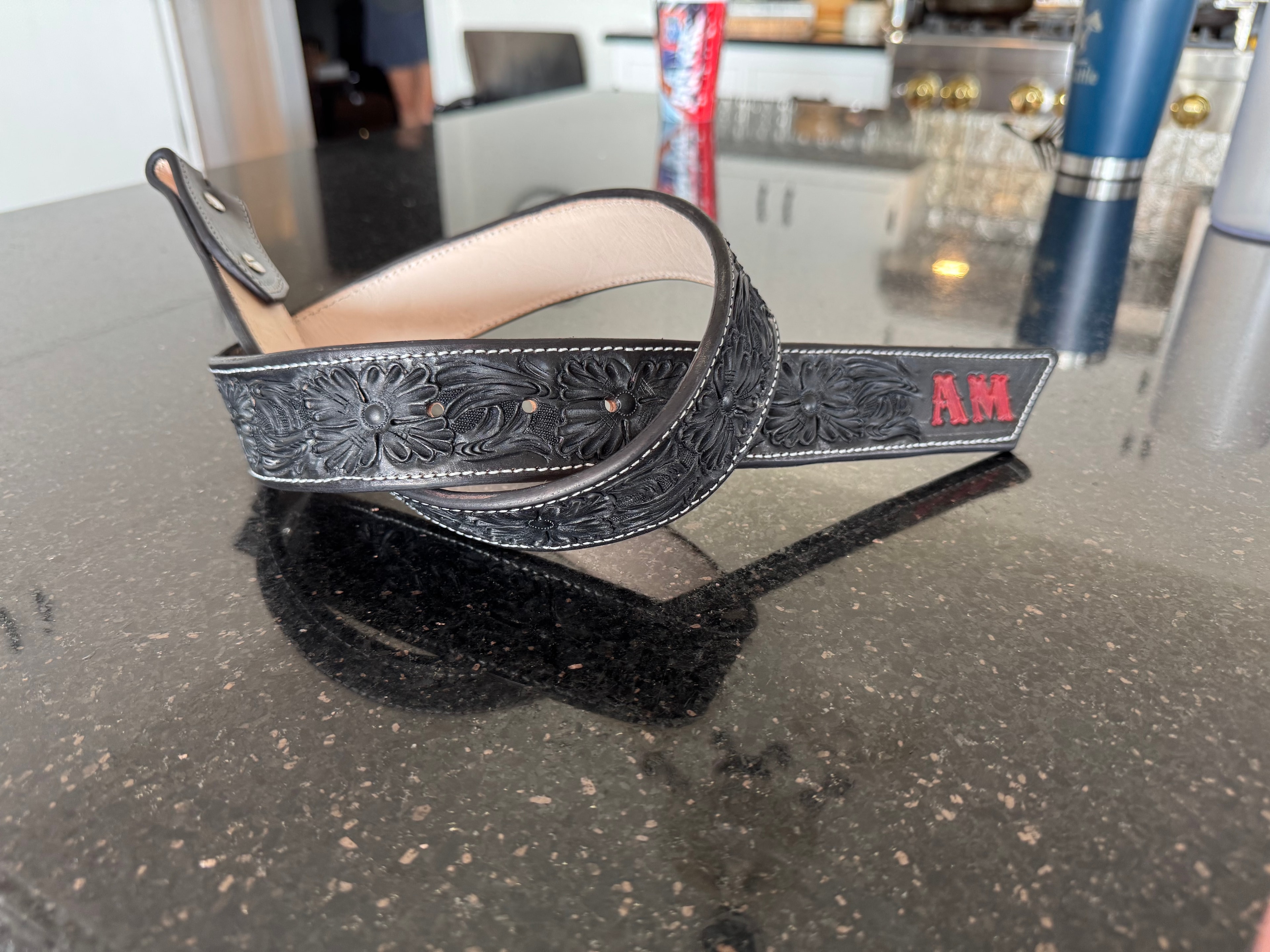 Black Floral Belt — AM