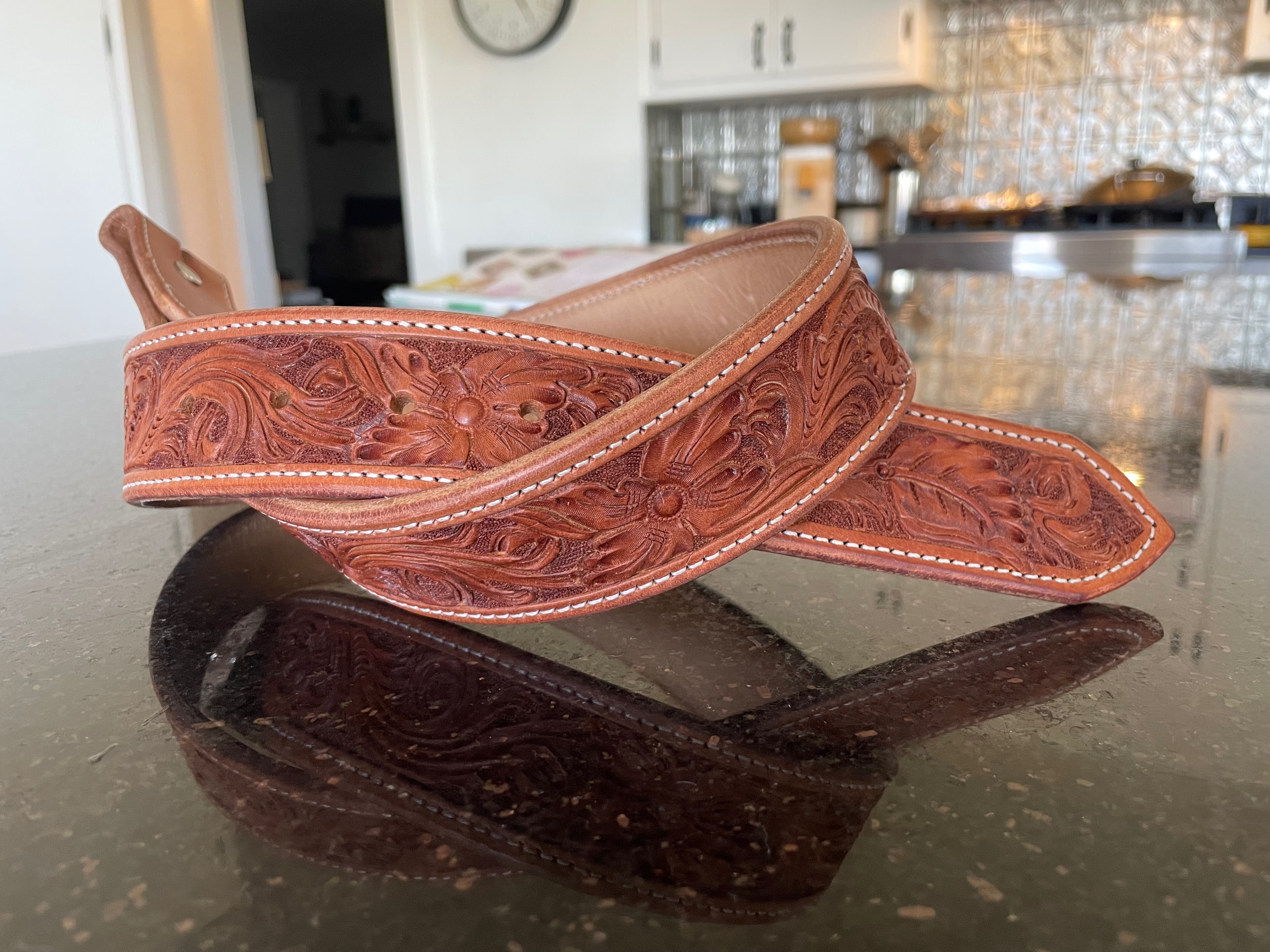 Hand-Tooled Floral Belt